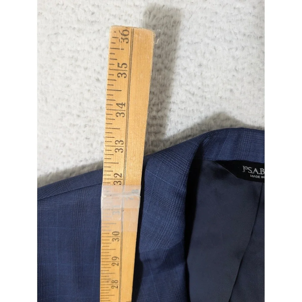 Jos.‎ A. Bank Traveler Blazer Mens 44L Blue Glen Plaid 100% Wool 2-Button Jacket